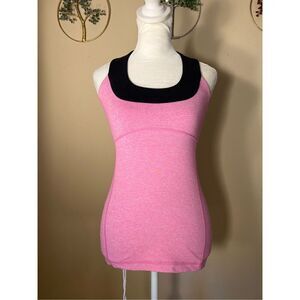 Lululemon Heathered Pink Black Scoop Neck Tank Size 4